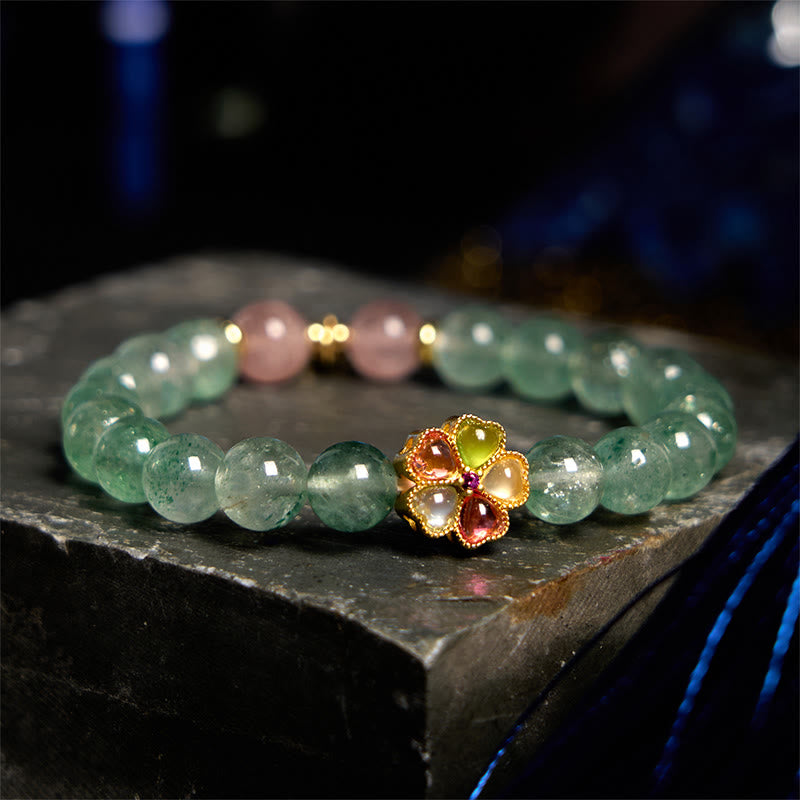 KarmaRipple's Authentic Green Strawberry Quartz Soothing Fu Character Bracelet p8