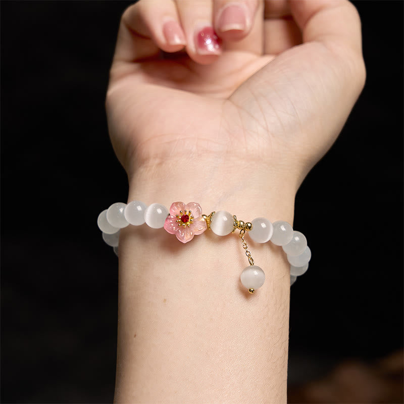 KarmaRipple's Chrysoberyl Cat's Eye Pink Flowers Support Bracelet p5