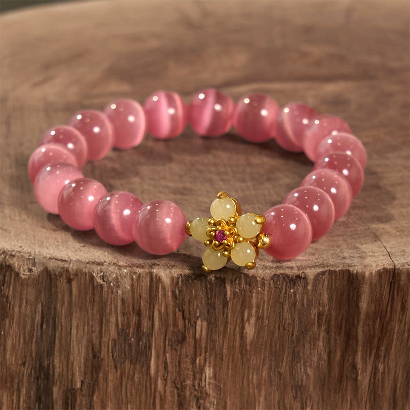KarmaRipple's Cat's Eye Chrysoberyl Flower Love Bracelet p25
