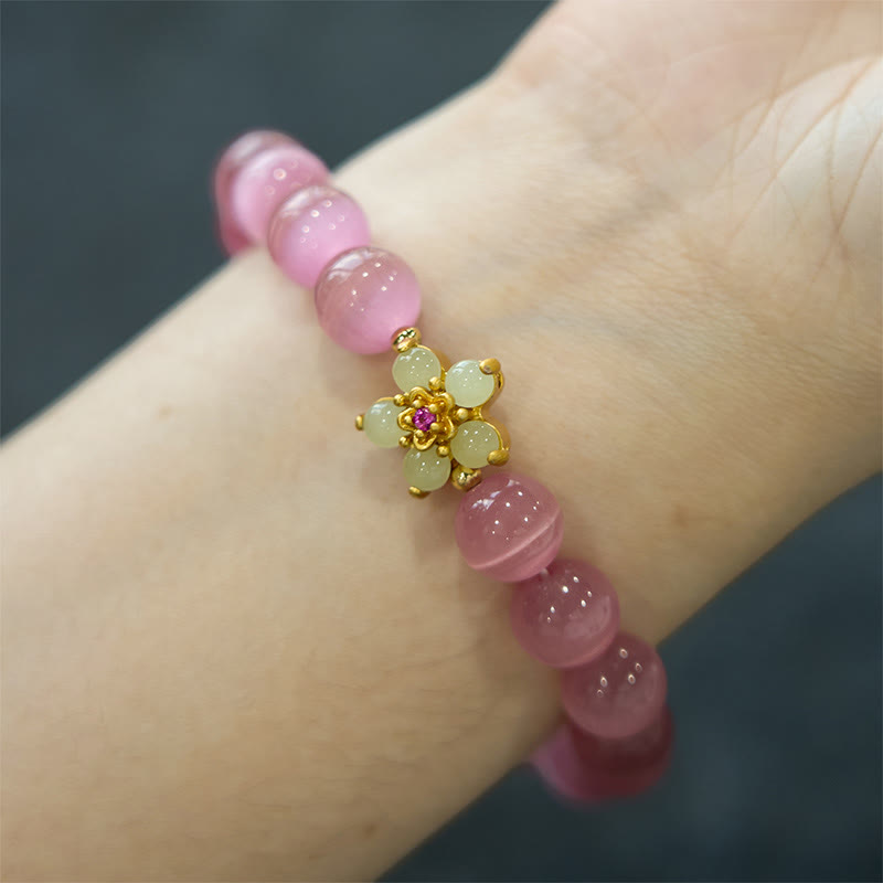KarmaRipple's Cat's Eye Chrysoberyl Flower Love Bracelet p30