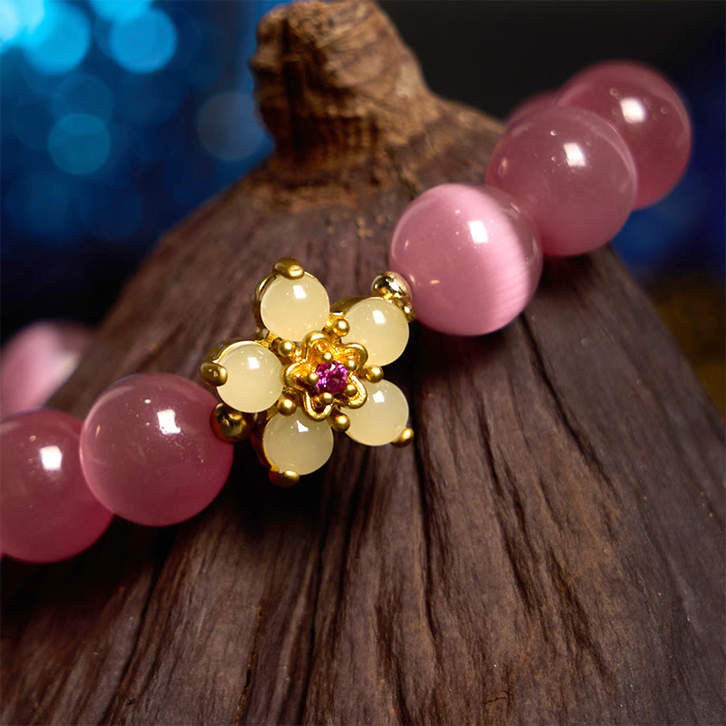 KarmaRipple's Cat's Eye Chrysoberyl Flower Love Bracelet p28