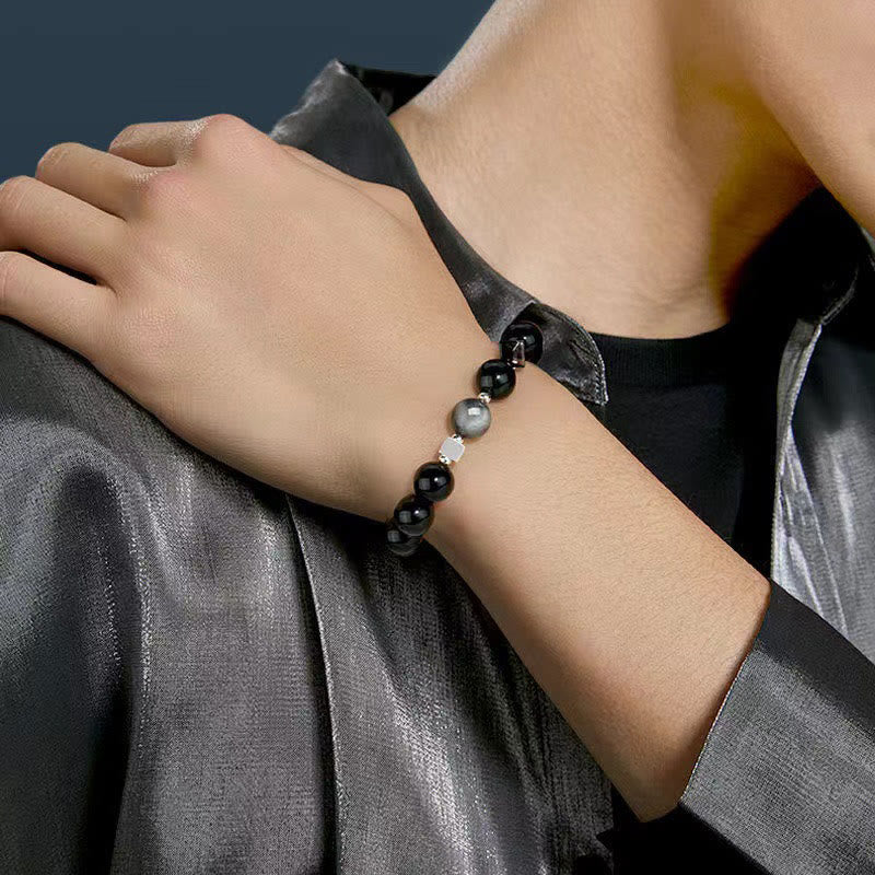 KarmaRipple's Black Obsidian Eagle's Eye Stone Gold Sheen Obsidian Tiger's Eye Strength Bracelet p4
