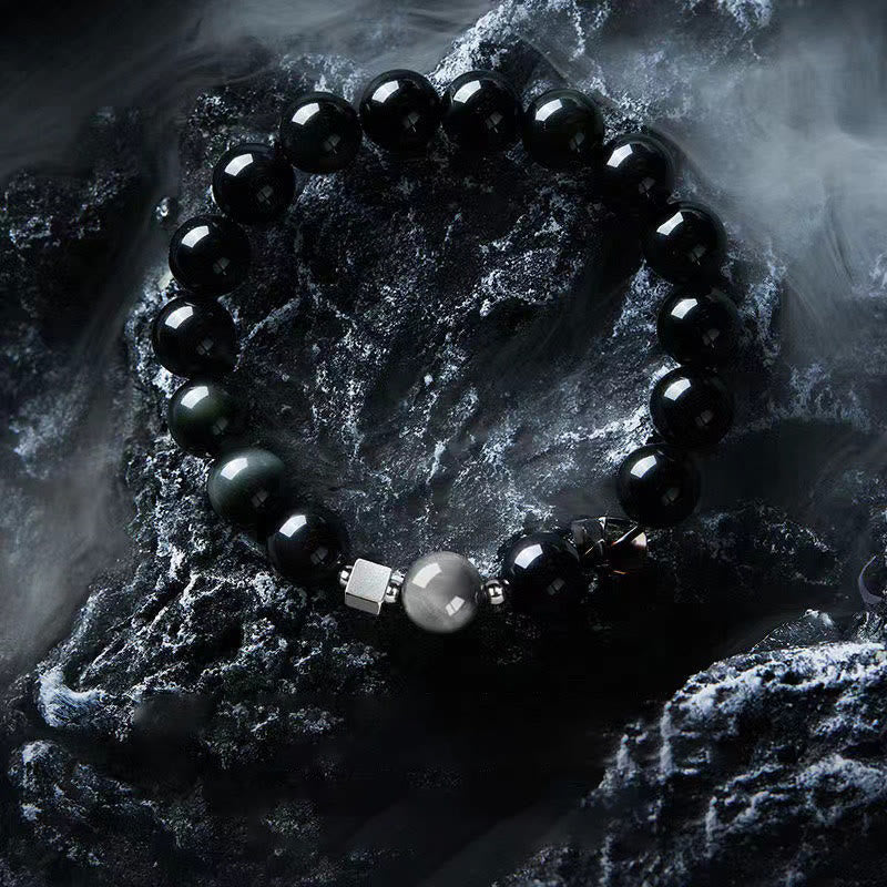 KarmaRipple's Black Obsidian Eagle's Eye Stone Gold Sheen Obsidian Tiger's Eye Strength Bracelet p3