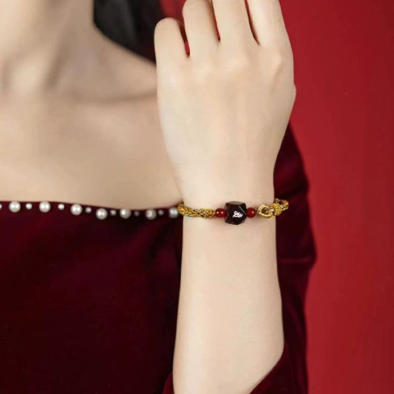 KarmaRipple's Chinese Zodiac Natal Buddha Small Leaf Red Sandalwood Red String Protection Bracelet p13