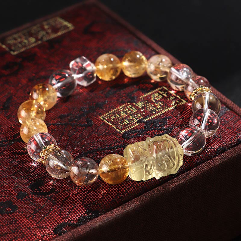 KarmaRipple's Authentic Citrine Pearl Topaz Ivory Gemstone Protection Bracelet p8