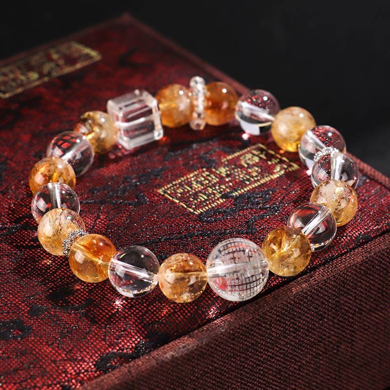 KarmaRipple's Authentic Citrine Pearl Topaz Ivory Gemstone Protection Bracelet p10