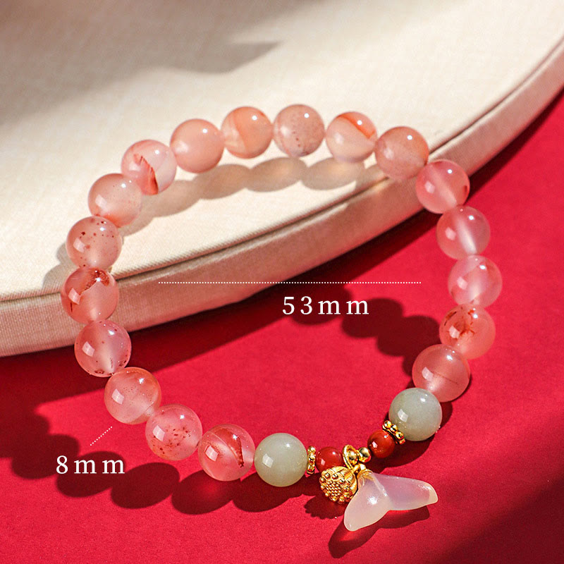 KarmaRipple's South Red Agate Butterfly Orchid Hetian Jade Fortune Bracelet p1