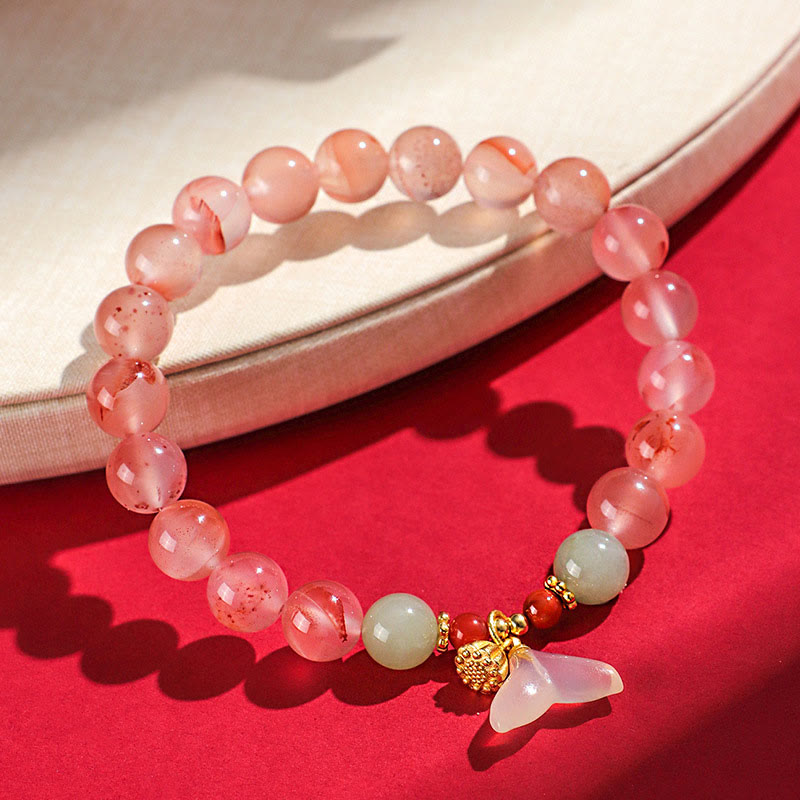 KarmaRipple's South Red Agate Butterfly Orchid Hetian Jade Fortune Bracelet p4