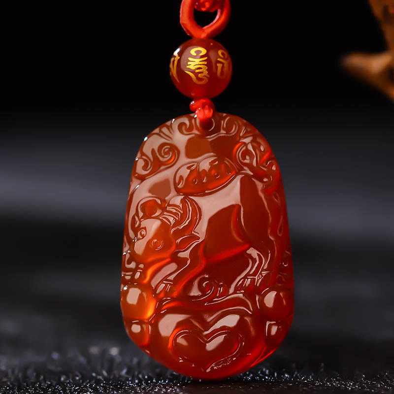 KarmaRipple's Chinese Zodiac Red Agate Fortune Pendant Necklace p25