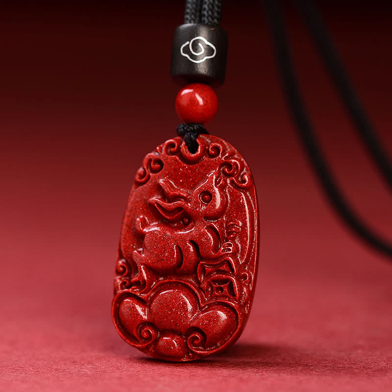 KarmaRipple's Chinese Zodiac Black Rope Cinnabar Calm Pendant Necklace p29