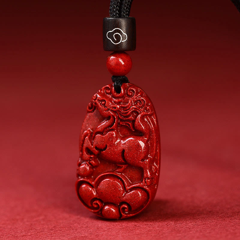 KarmaRipple's Chinese Zodiac Black Rope Cinnabar Calm Pendant Necklace p31