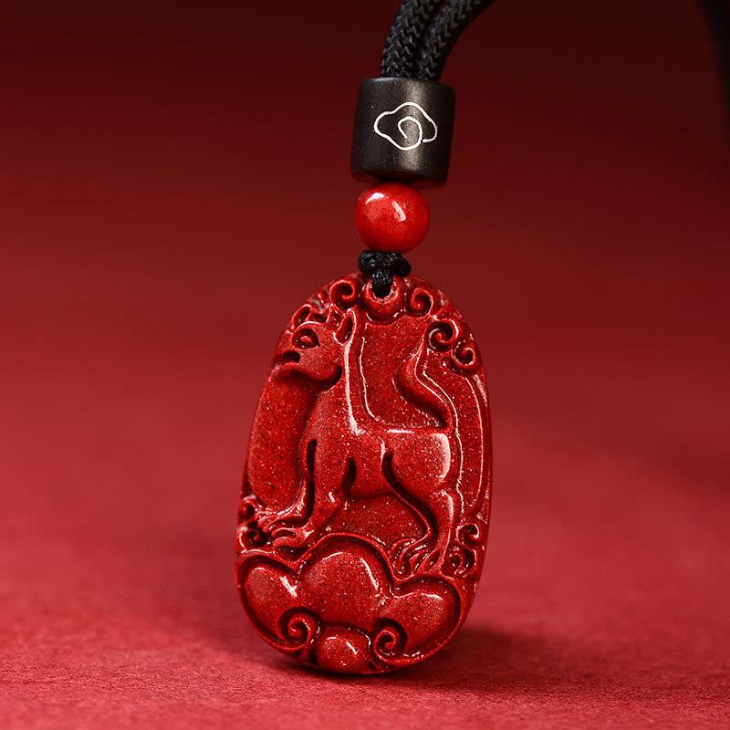 KarmaRipple's Chinese Zodiac Black Rope Cinnabar Calm Pendant Necklace p11