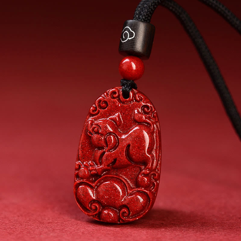 KarmaRipple's Chinese Zodiac Black Rope Cinnabar Calm Pendant Necklace p36