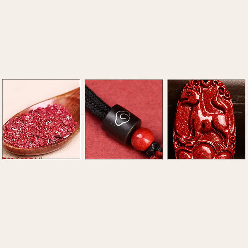 KarmaRipple's Chinese Zodiac Black Rope Cinnabar Calm Pendant Necklace p24