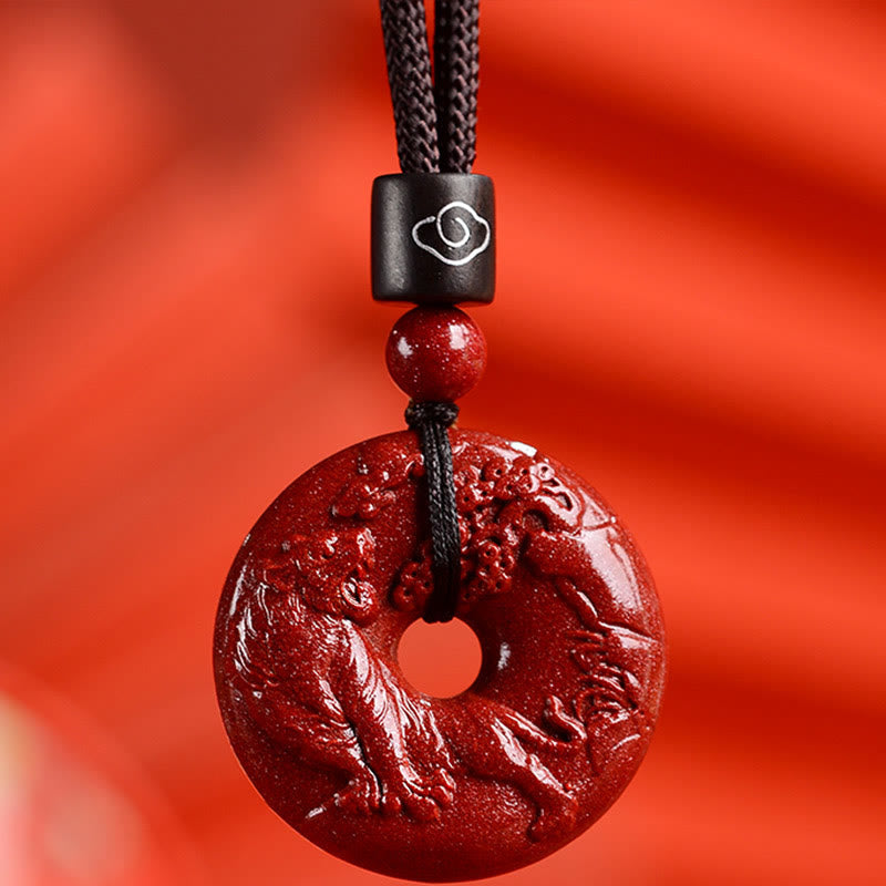 KarmaRipple's Chinese Zodiac Cinnabar Peace Buckle Calm Pendant Necklace p7