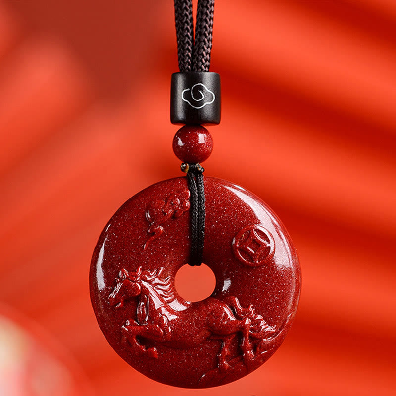 KarmaRipple's Chinese Zodiac Cinnabar Peace Buckle Calm Pendant Necklace p55