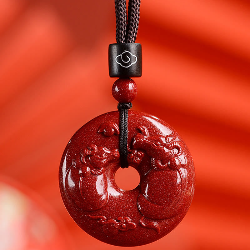 KarmaRipple's Chinese Zodiac Cinnabar Peace Buckle Calm Pendant Necklace p47