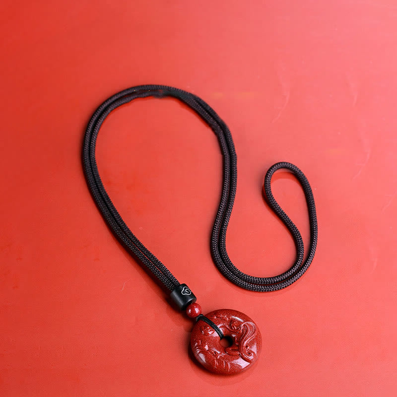KarmaRipple's Chinese Zodiac Cinnabar Peace Buckle Calm Pendant Necklace p28
