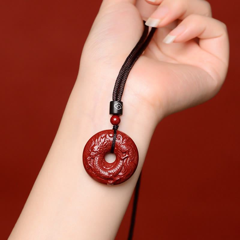 KarmaRipple's Chinese Zodiac Cinnabar Peace Buckle Calm Pendant Necklace p29