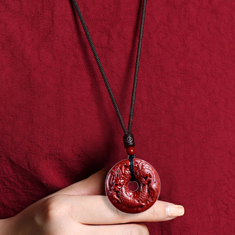 KarmaRipple's Chinese Zodiac Cinnabar Peace Buckle Calm Pendant Necklace p38