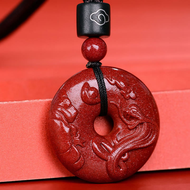 KarmaRipple's Chinese Zodiac Cinnabar Peace Buckle Calm Pendant Necklace p25
