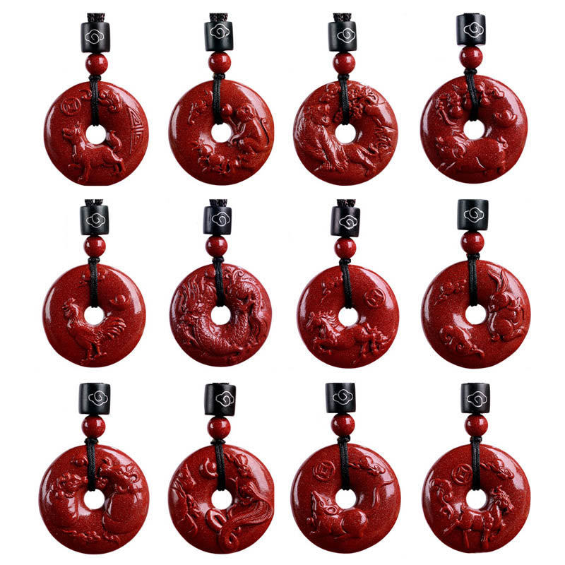 KarmaRipple's Chinese Zodiac Cinnabar Peace Buckle Calm Pendant Necklace p41