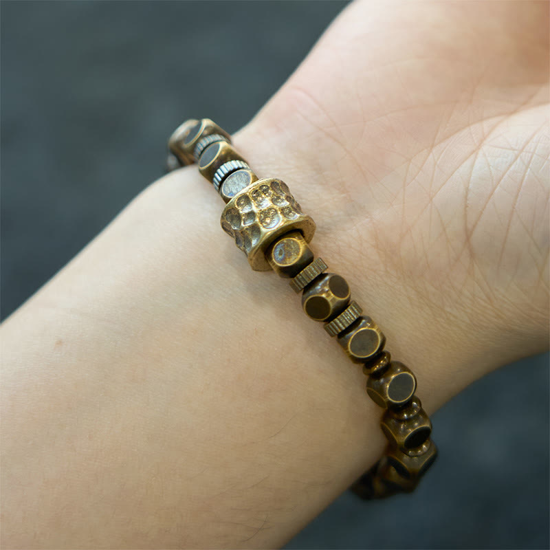 KarmaRipple's Bronze Meteorite Pattern Balance Bracelet p7