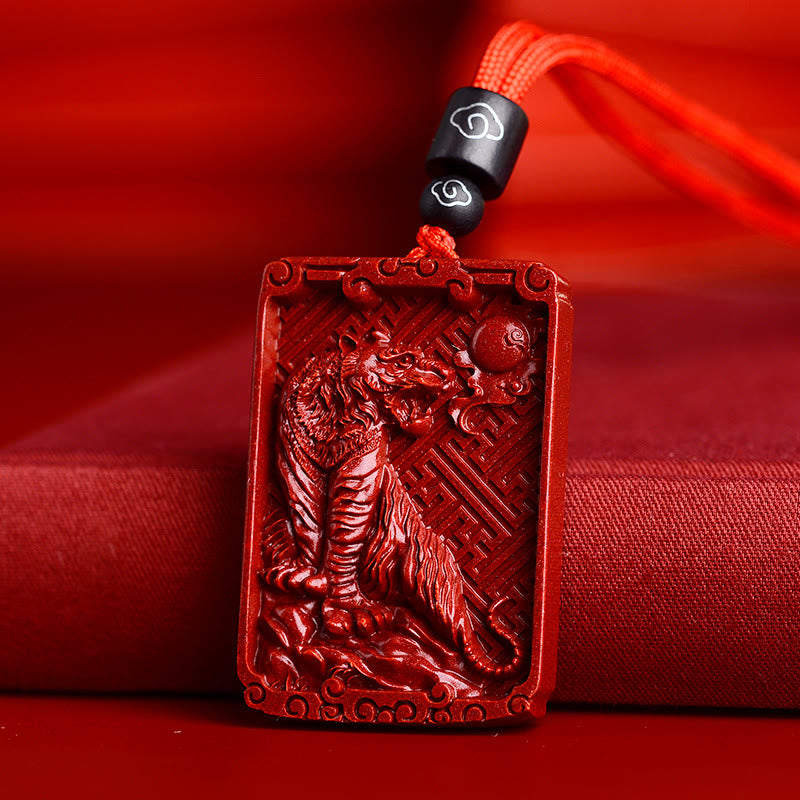 KarmaRipple's Chinese Zodiac Cinnabar Rectangle Calm Pendant Necklace p22