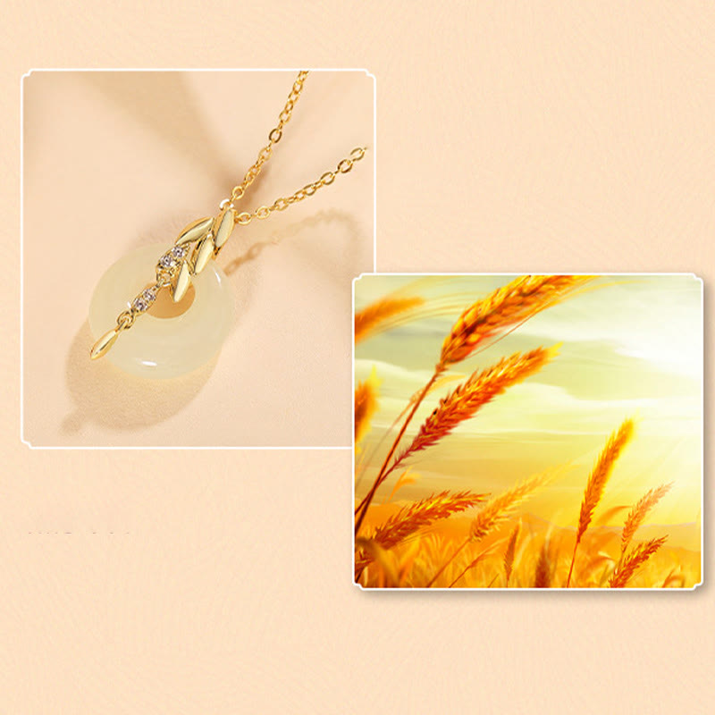 KarmaRipple's Hetian Jade 925 Sterling Silver Wheat Fortune Pendant Necklace p4