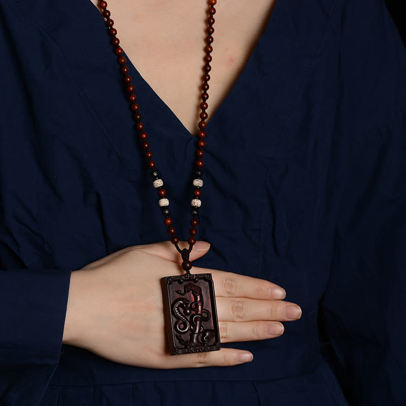 KarmaRipple's Chinese Zodiac Small Leaf Red Sandalwood Calm Pendant Necklace p14