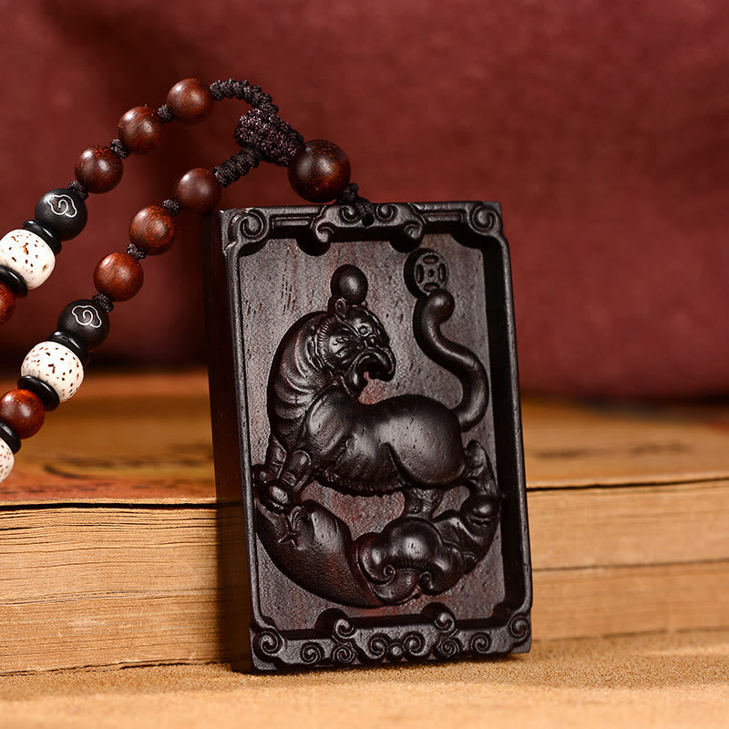 KarmaRipple's Chinese Zodiac Small Leaf Red Sandalwood Calm Pendant Necklace p4