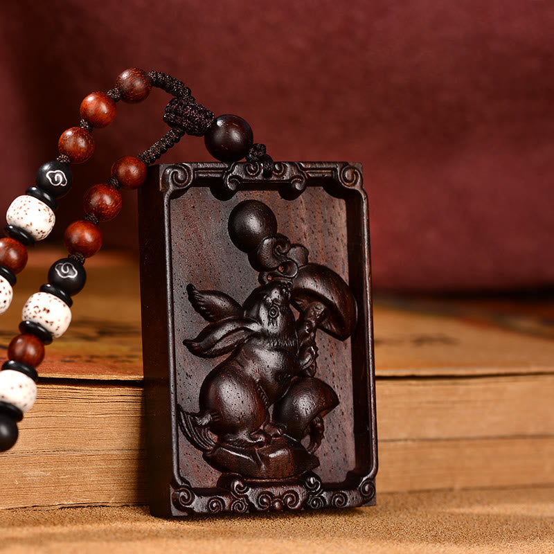 KarmaRipple's Chinese Zodiac Small Leaf Red Sandalwood Calm Pendant Necklace p5