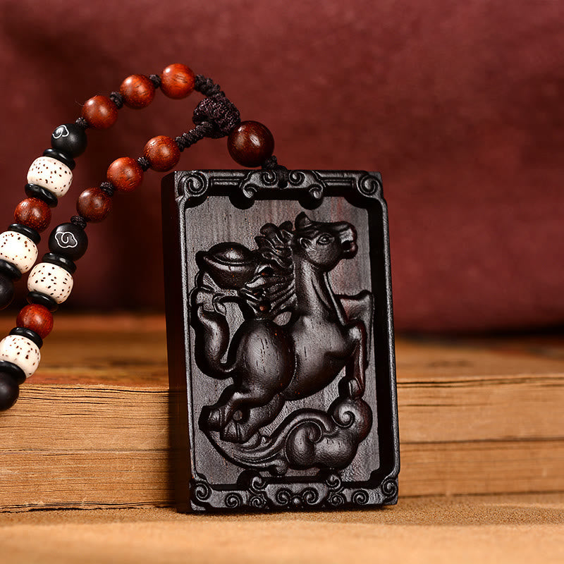 KarmaRipple's Chinese Zodiac Small Leaf Red Sandalwood Calm Pendant Necklace p29