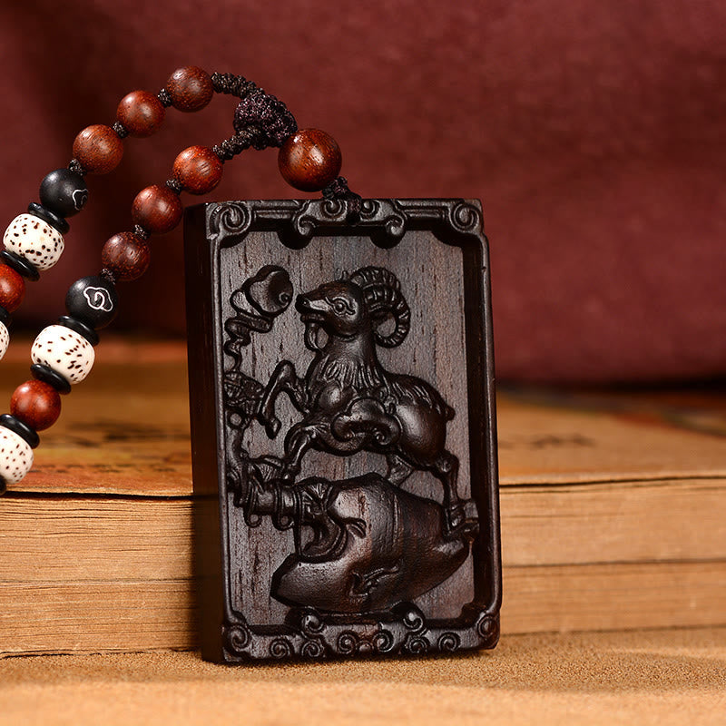KarmaRipple's Chinese Zodiac Small Leaf Red Sandalwood Calm Pendant Necklace p8