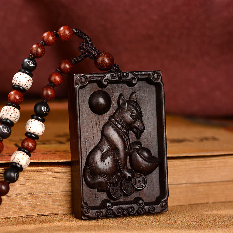 KarmaRipple's Chinese Zodiac Small Leaf Red Sandalwood Calm Pendant Necklace p33