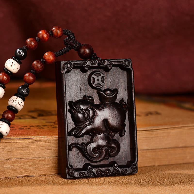 KarmaRipple's Chinese Zodiac Small Leaf Red Sandalwood Calm Pendant Necklace p12