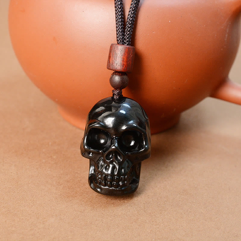 KarmaRipple's Black Obsidian String Skeleton Fulfilment Pendant Necklace p15