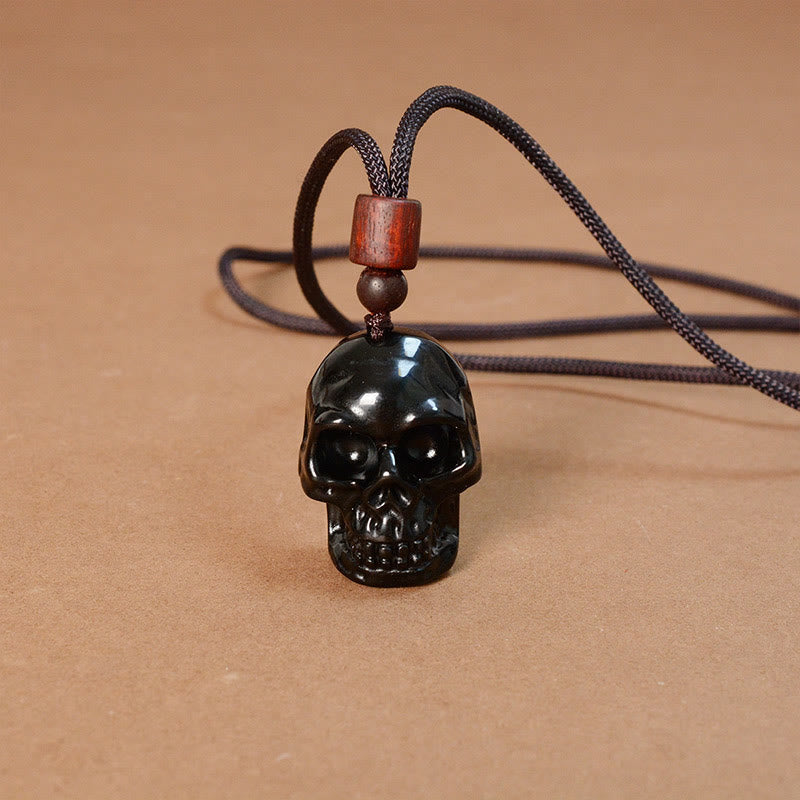 KarmaRipple's Black Obsidian String Skeleton Fulfilment Pendant Necklace p14