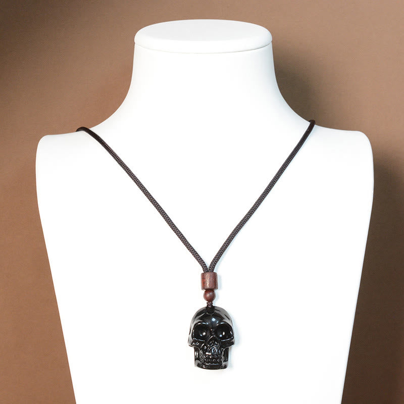 KarmaRipple's Black Obsidian String Skeleton Fulfilment Pendant Necklace p18