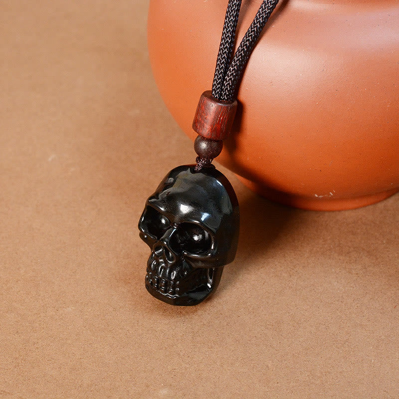 KarmaRipple's Black Obsidian String Skeleton Fulfilment Pendant Necklace p16