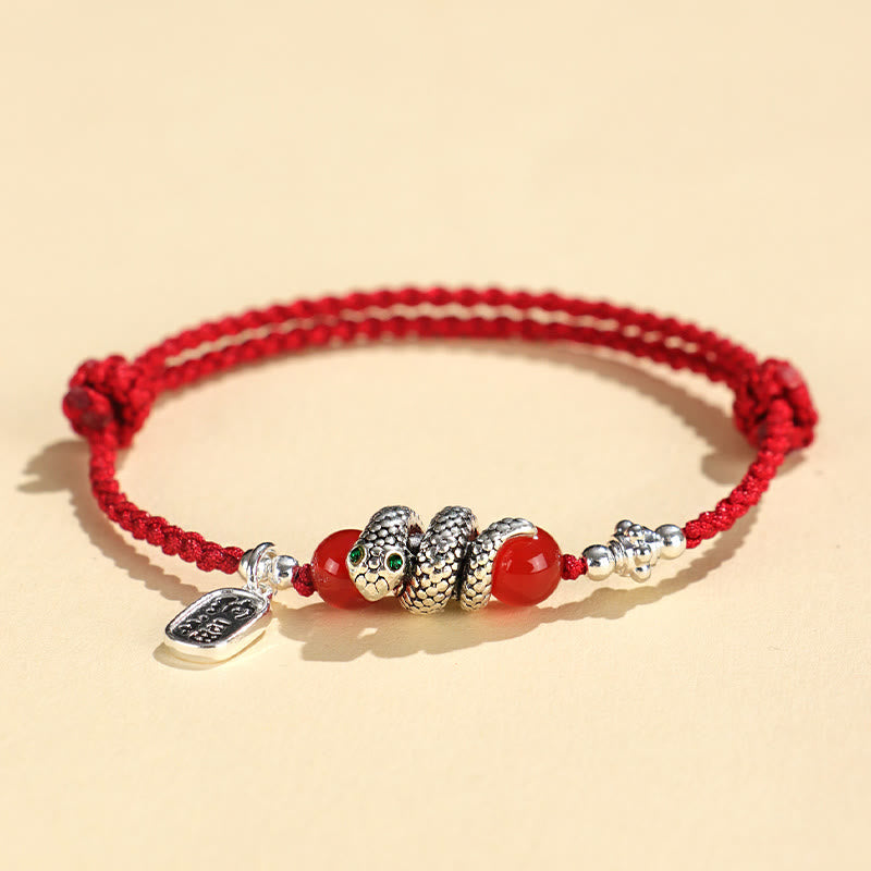 KarmaRipple's Fu Character Agate Year Of The Snake Fortunate Fortune Talisman String Fortune Bracelet p4