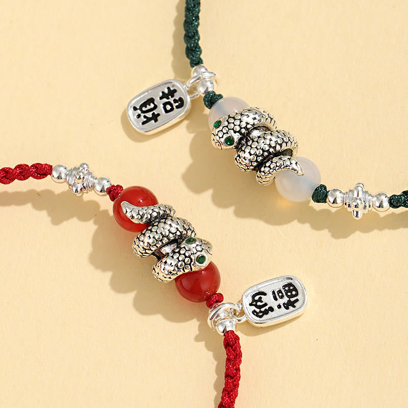 KarmaRipple's Fu Character Agate Year Of The Snake Fortunate Fortune Talisman String Fortune Bracelet p5