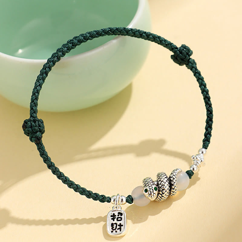 KarmaRipple's Fu Character Agate Year Of The Snake Fortunate Fortune Talisman String Fortune Bracelet p3