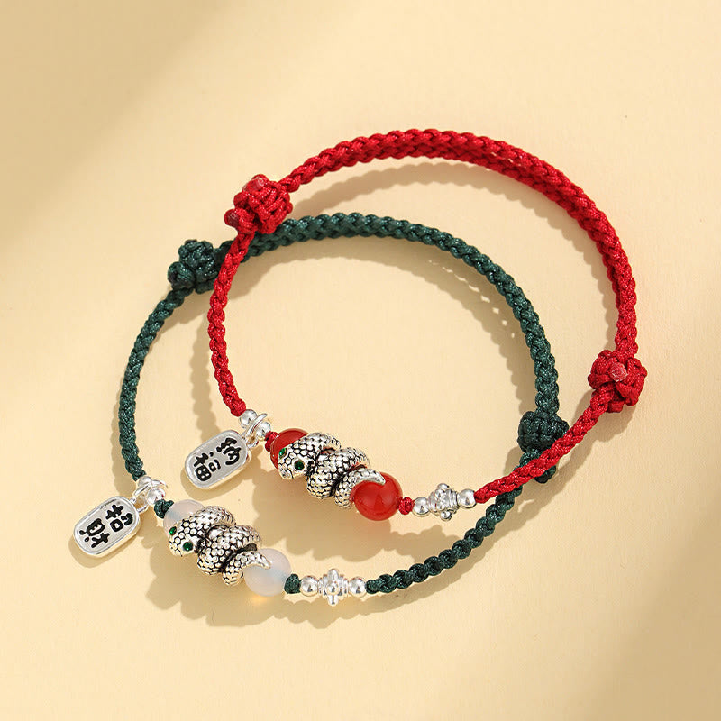 KarmaRipple's Fu Character Agate Year Of The Snake Fortunate Fortune Talisman String Fortune Bracelet p7