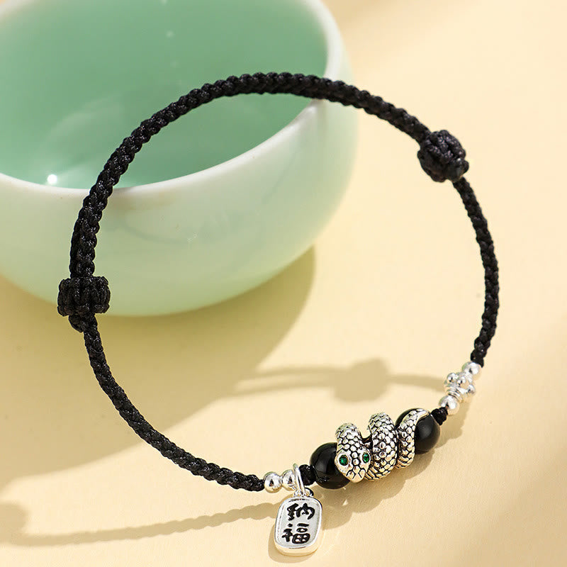 KarmaRipple's Fu Character Agate Year Of The Snake Fortunate Fortune Talisman String Fortune Bracelet p2