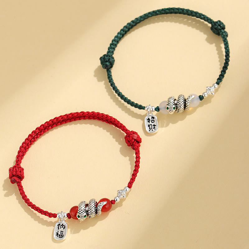 KarmaRipple's Fu Character Agate Year Of The Snake Fortunate Fortune Talisman String Fortune Bracelet p6
