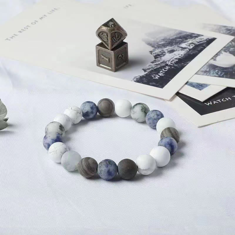 KarmaRipple's Ivory Turquoise Picasso Jasper Blue Spot Jasper Relaxation Bracelet p6