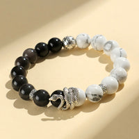 KarmaRipple's Authentic Silver Sheen Obsidian Ivory Turquoise Grey Jasper Snowflake Obsidian Year Of The Snake Protection Bracelet