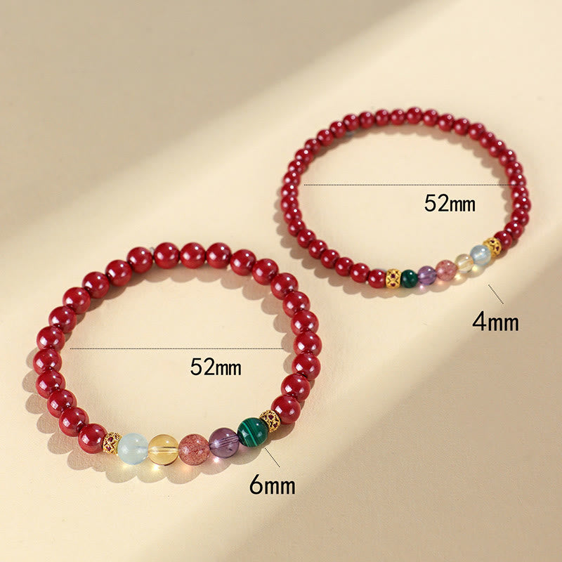 KarmaRipple's Cinnabar Aquamarine Citrine Strawberry Quartz Amethyst Malachite Blessing Bracelet p14