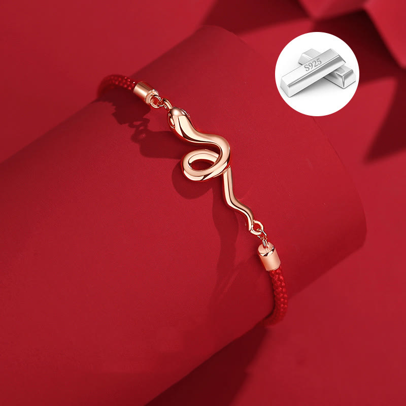 KarmaRipple's 925 Sterling Silver Year Of Snake Red String Protection Woven Bracelet p7